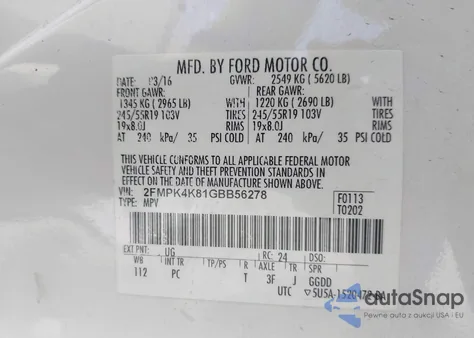 2016 Ford Edge Titanium from USA, damaged, VIN 2FMPK4K81GBB56278